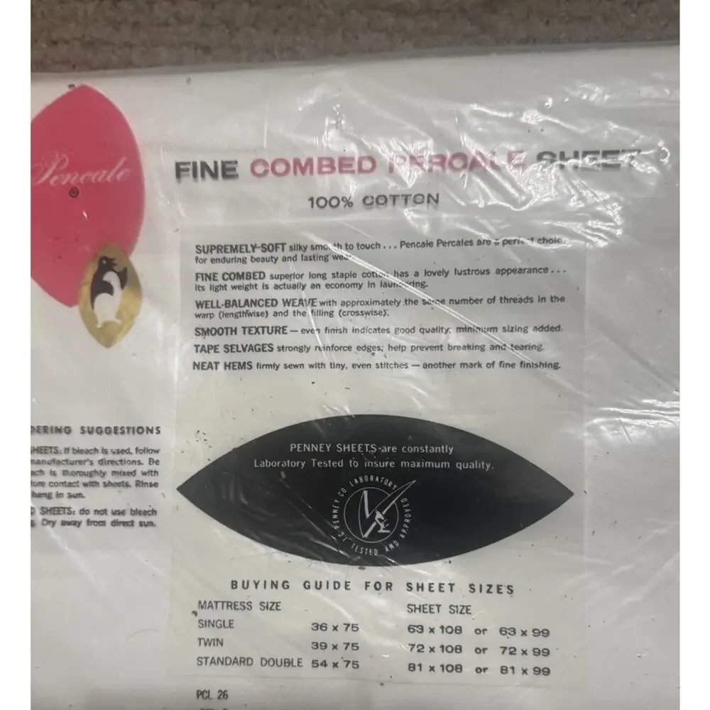 Full DOUBLE FLAT SHEET White Penneys Percale 100% Cotton 81x108 NEW